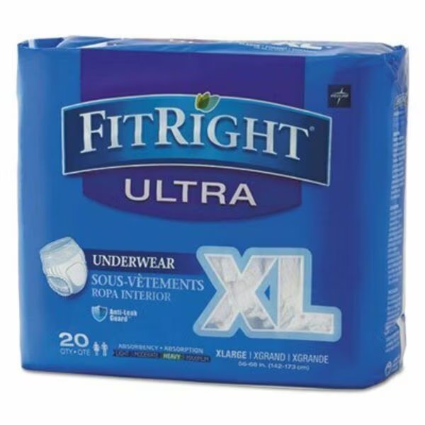 RIGHT ULTRA PROTECTIVE UNDERWEAR, X-LARGE, 56in TO 68in WAIST, 4PK, Medline Industries, Mfr#: FIT23600ACT